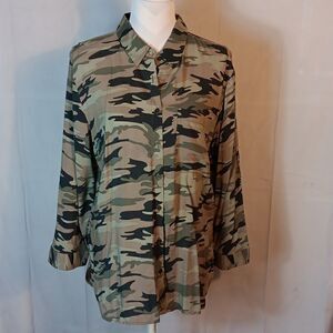 Grand & Greene Camo Button Down Blouse